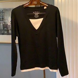 Chico’s top, black and white.